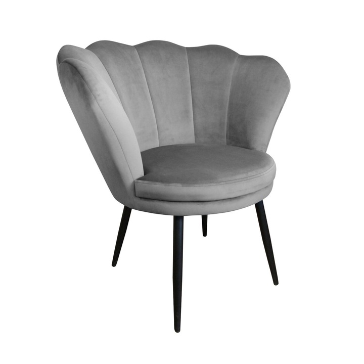 Shell fotel, Atos, bársony/fém, szürke