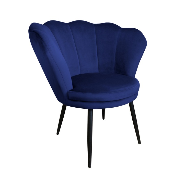 Shell fotel, Atos, bársony/fém, sötétkék