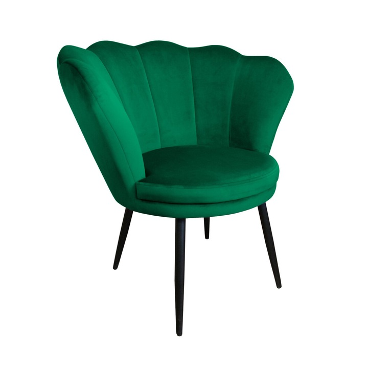 Shell fotel, Atos, bársony/fém, zöld