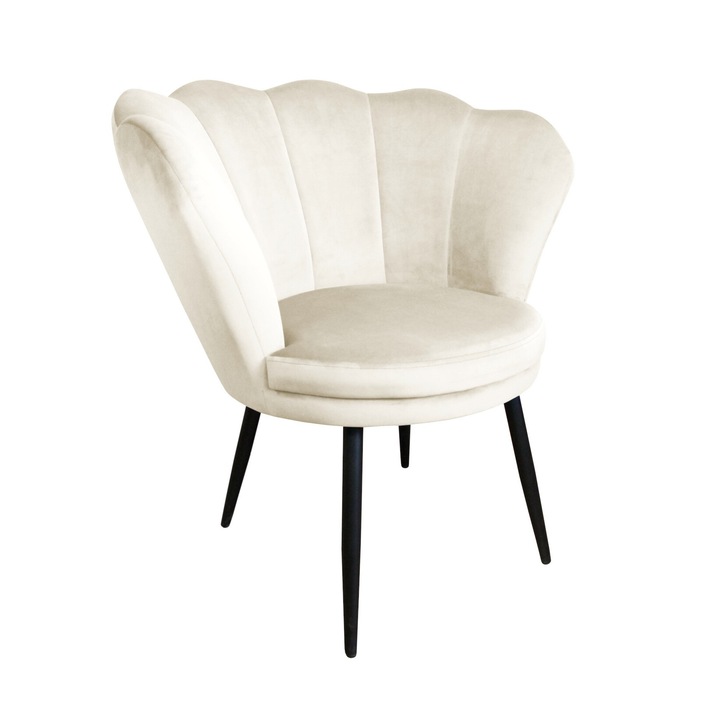 Shell fotel, Atos, bársony/fém, krém