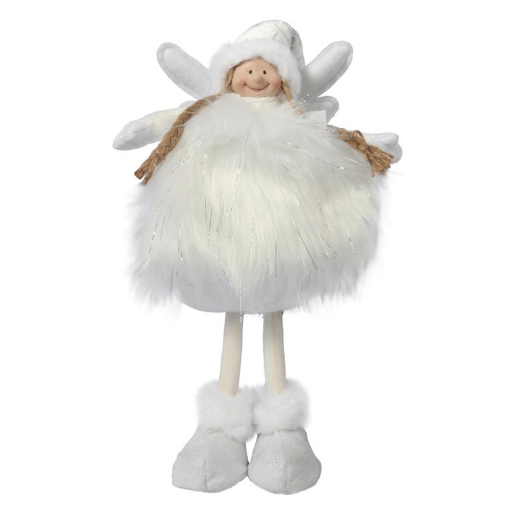 Karácsonyi díszfigura, Goliat, angyalmodell, 46 cm, fehér