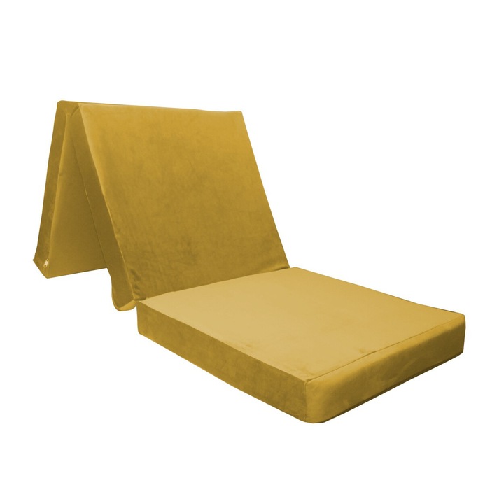 Atos összecsukható matrac 195x60x15, bársony anyag, sárga szín, poliuretán hab