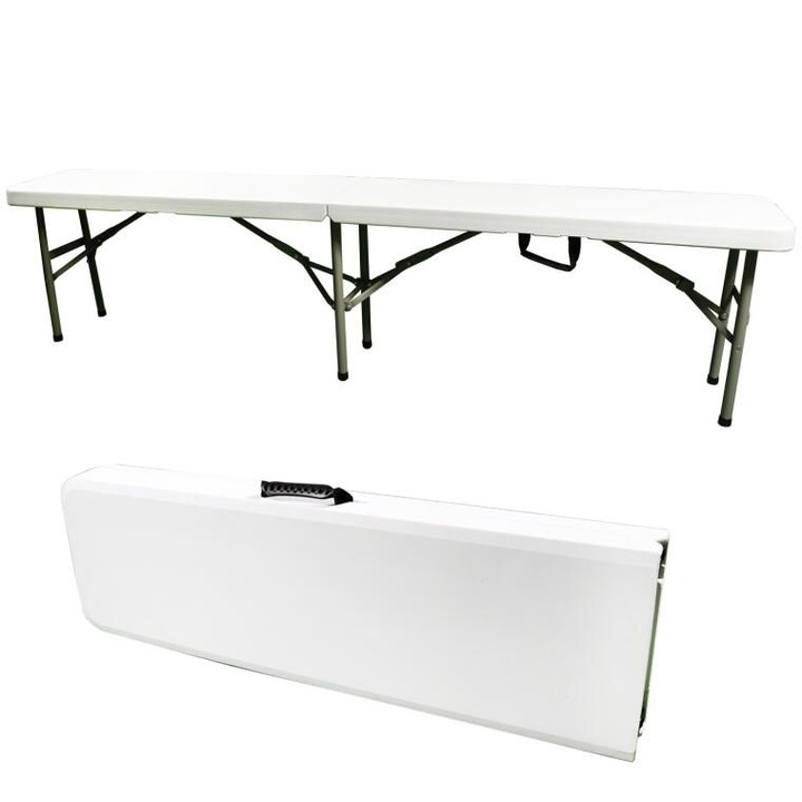 Masa catering pliabila Goliat, 180x28x43cm, plastic HDPE, metal gri