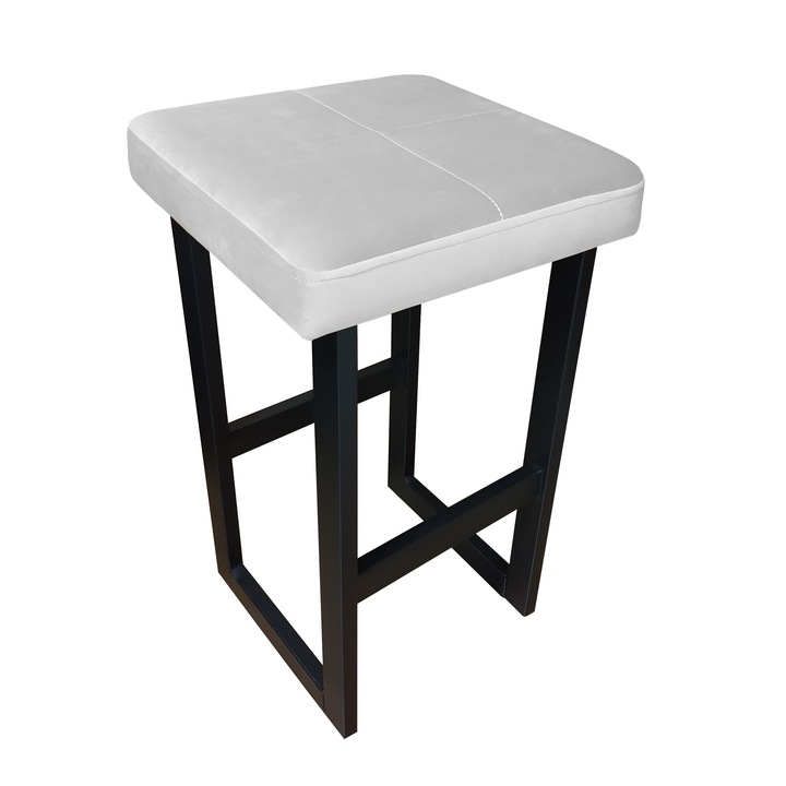 ALEX LOFT bárszék, Atos, 60cm, világosszürke, Bársony kárpit