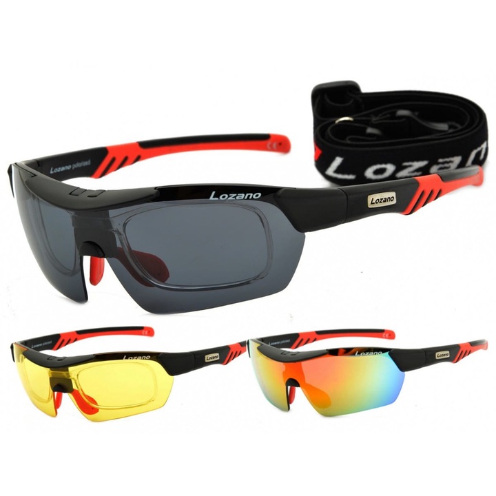 Ochelari de soare Lozano, set 3 perechi lentile, polarizati, dimensiuni 13.5x4.2cm