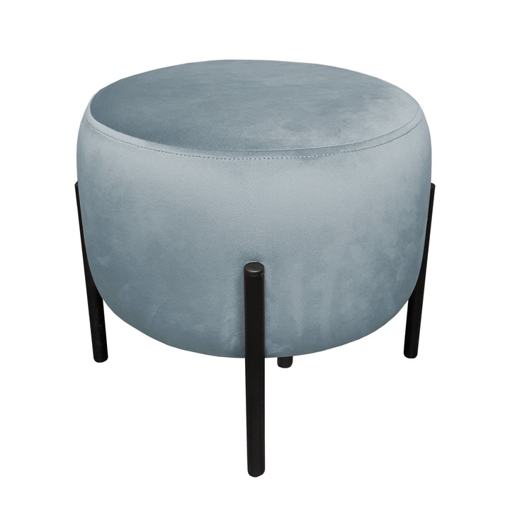 Atos OLA LOFT BL06 szürkéskék zsámoly, mérete 40x40x38cm, fekete fém keret