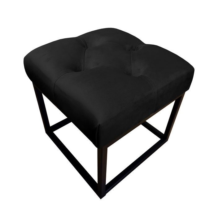 Табуретка Atos CHESTERFIELD LOFT, 40x40x41 см, Материал Velvet, Устойчив на износване, Черен