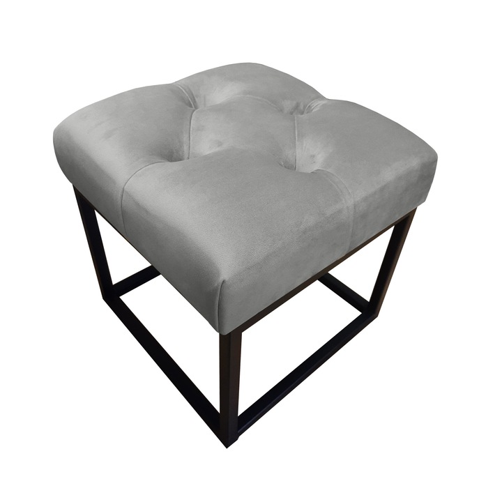 Табуретка Atos CHESTERFIELD LOFT, сива, 40x40x41 см, устойчива на износване