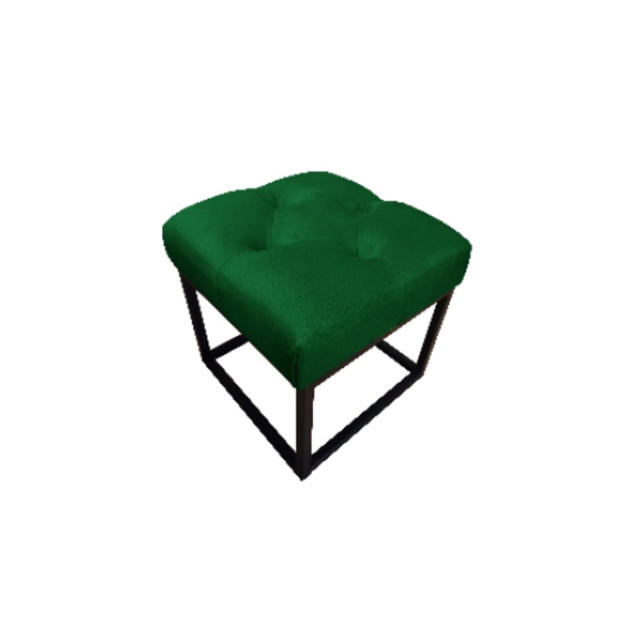 Табуретка Atos CHESTERFIELD LOFT, зелена, 40x40x41см, Кадифена материя, устойчива на износване