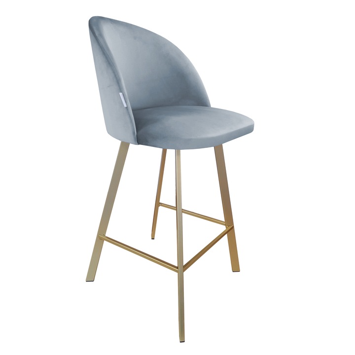 Colin bárszék, Atos, szürke-kék bársony kárpitozás, méretei 96x54x43cm, teherbírása 120kg