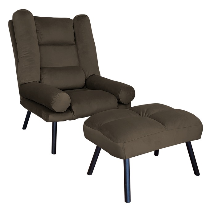 TOKIO MG05 Atos fotel lábtartóval, bársony, barna