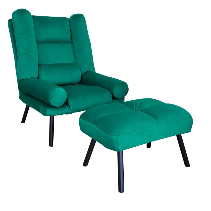 TOKIO MG20 Atos fotel lábtartóval, bársony, türkiz