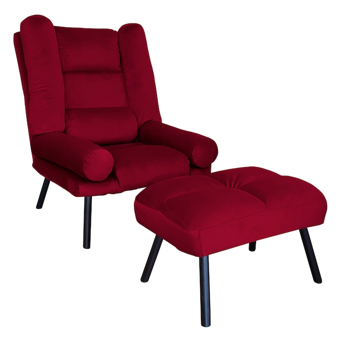 TOKIO MG31 Atos fotel lábtartóval, bársony, piros