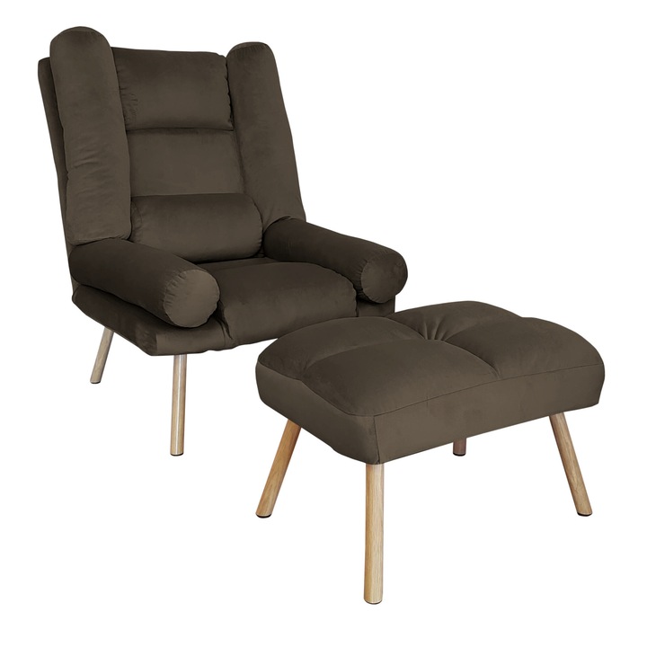 TOKIO Atos MG05 fotel lábtartóval, bársony, barna