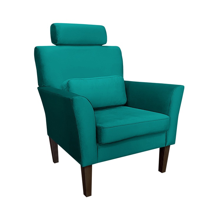 Denver fotel, Atos, fejtámlával, fa lábakkal, 81x72x99cm