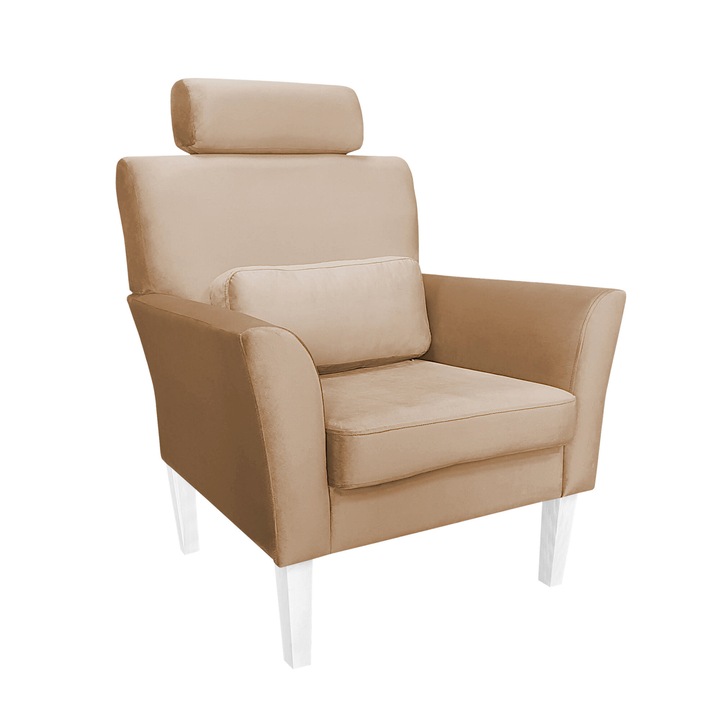 DENVER fotel, Atos, bársony/fa, világosbarna