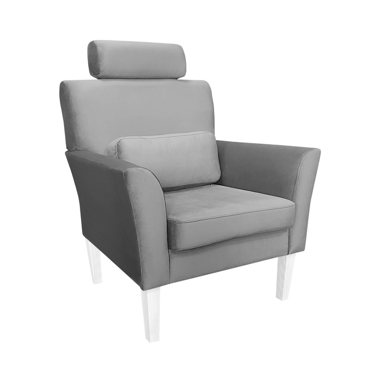 DENVER fotel, Atos, bársony/fa, szürke