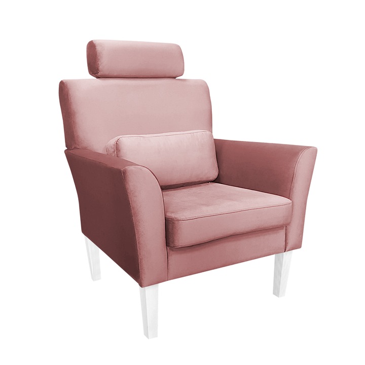 DENVER fotel, Atos, bársony/fa, rózsaszín