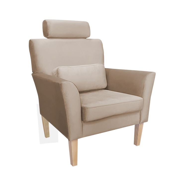 Denver fotel, Atos, fejtámlával, bársony kárpitozással, 81x72cm