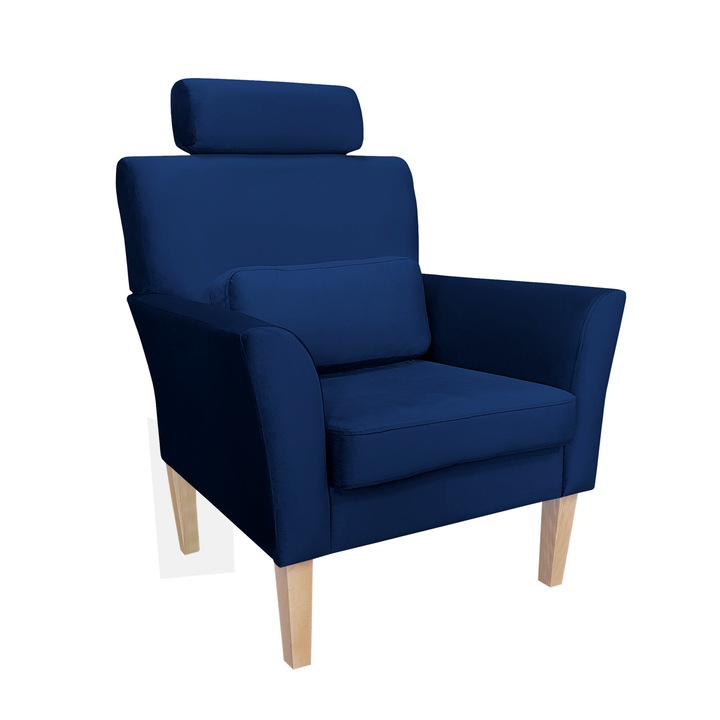 Denver fotel, Atos, kék, fejtámlával, méretei 99x81x72cm