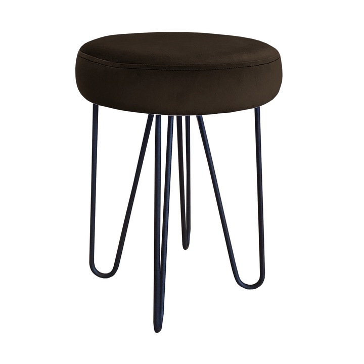 Табуретка Atos Venus, черна, 49x35x35 см, тапицерия от кадифе/метална основа