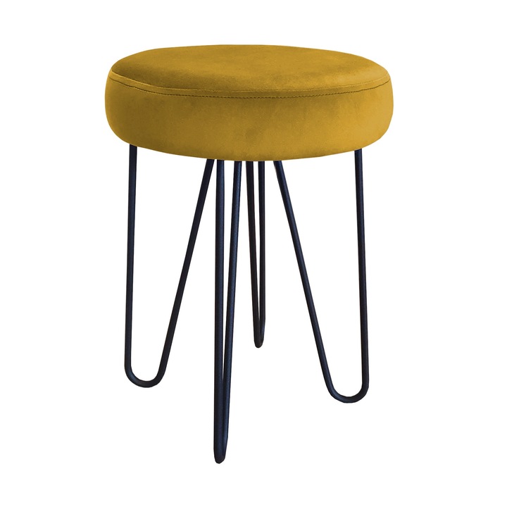 Zsámoly, Atos Venus, bársony, 49 x 35 x 35 cm, fekete/sárga