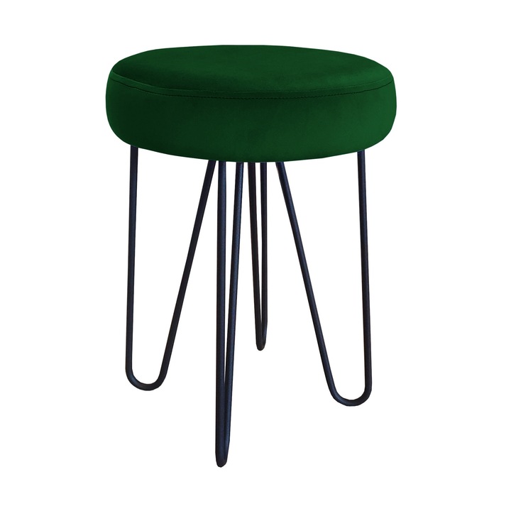 Zsámoly, Atos Venus, bársony, 49 x 35 x 35 cm, fekete/zöld