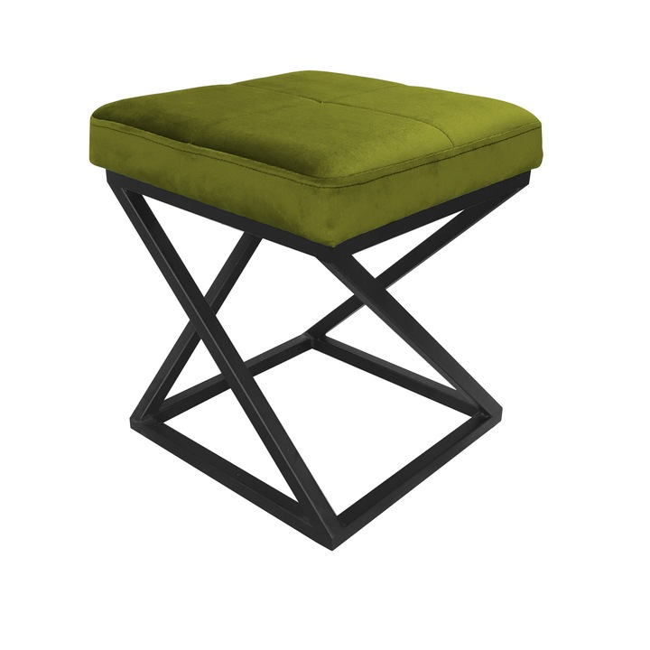 Zsámoly ZOA LOFT, Atos, fekete, zöld, 37x37x42cm