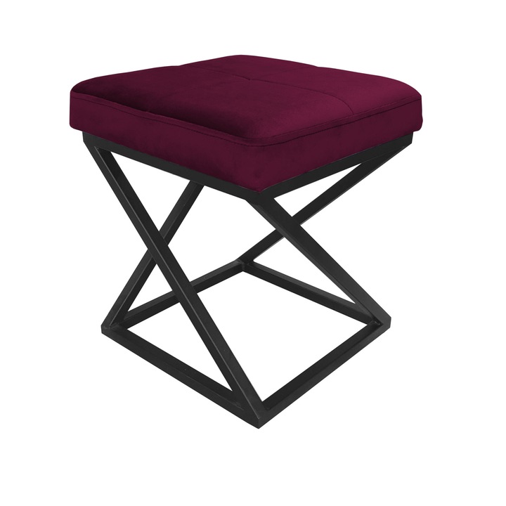 ZOA LOFT zsámoly, Atos, fekete, 37x37x42cm, bársony anyag