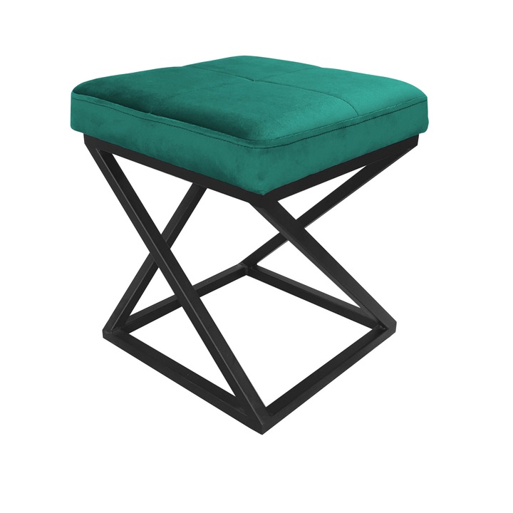 ZOA LOFT zsámoly, Atos, zöld, 37x37x42cm, bársony anyag