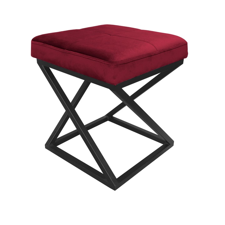 Atos ZOA LOFT zsámoly, piros, 37x37x42cm, bársony anyagú