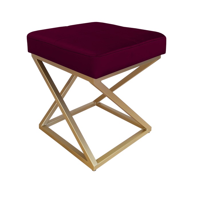 Табуретка Atos ZOA LOFT, златна основа, 37x37x42см, цвят слива
