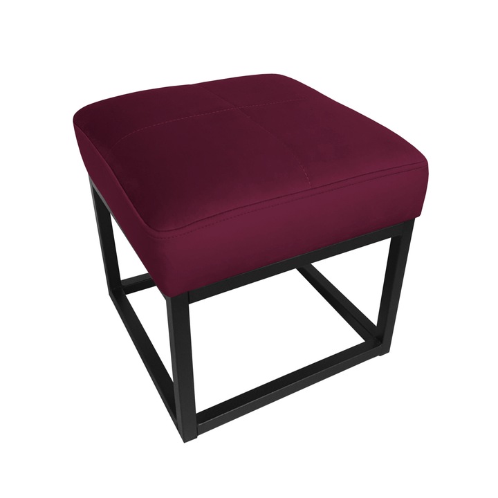 Табуретка MAX, 36x36x34см, кадифе, черно/лилаво