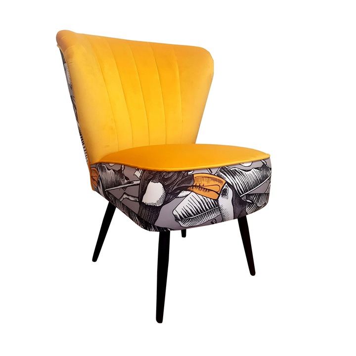 PRL Atos fotel fekete lábakkal, bársony, sárga