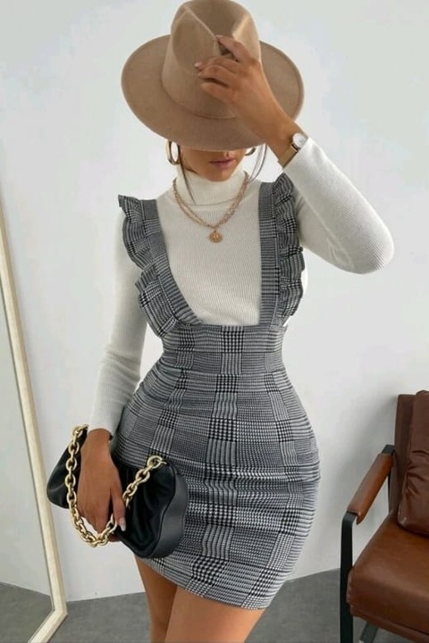 Sarafan scurt cu bretele, Gri