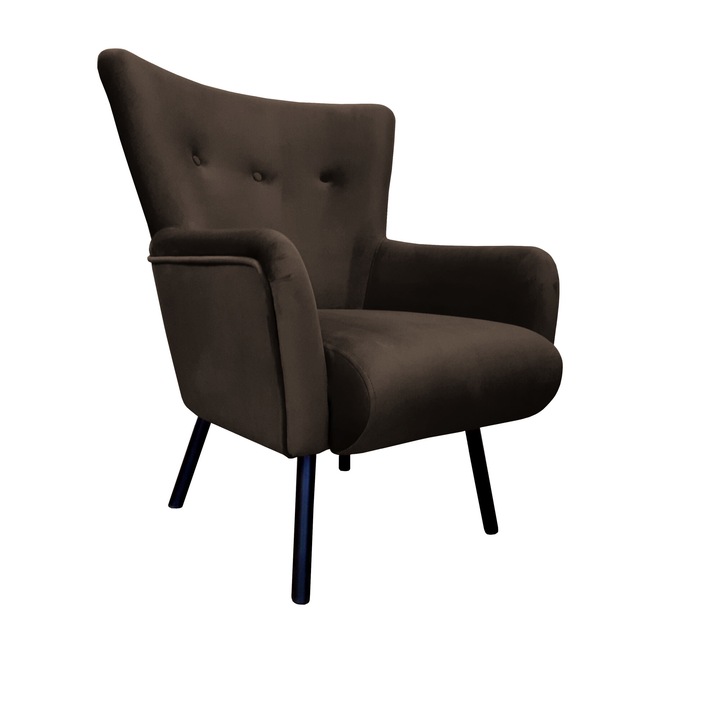 TULIP Atos fotel fekete lábakkal MG05, bársony, barna