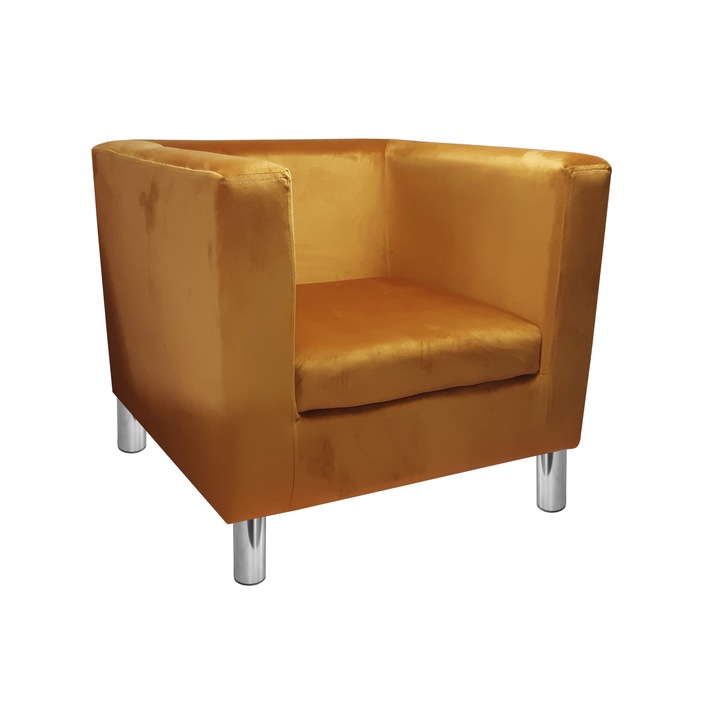 Monaco Atos fotel króm lábakkal MG15, bársony, sárga