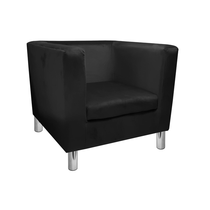 Monaco Atos fotel króm lábakkal MG19, bársony, fekete