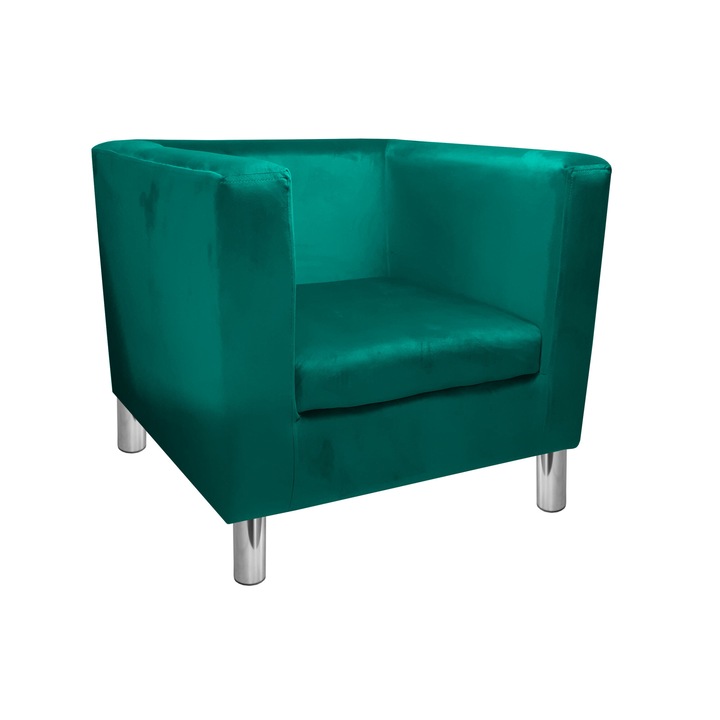 Monaco Atos fotel króm lábakkal MG20, bársony, türkiz