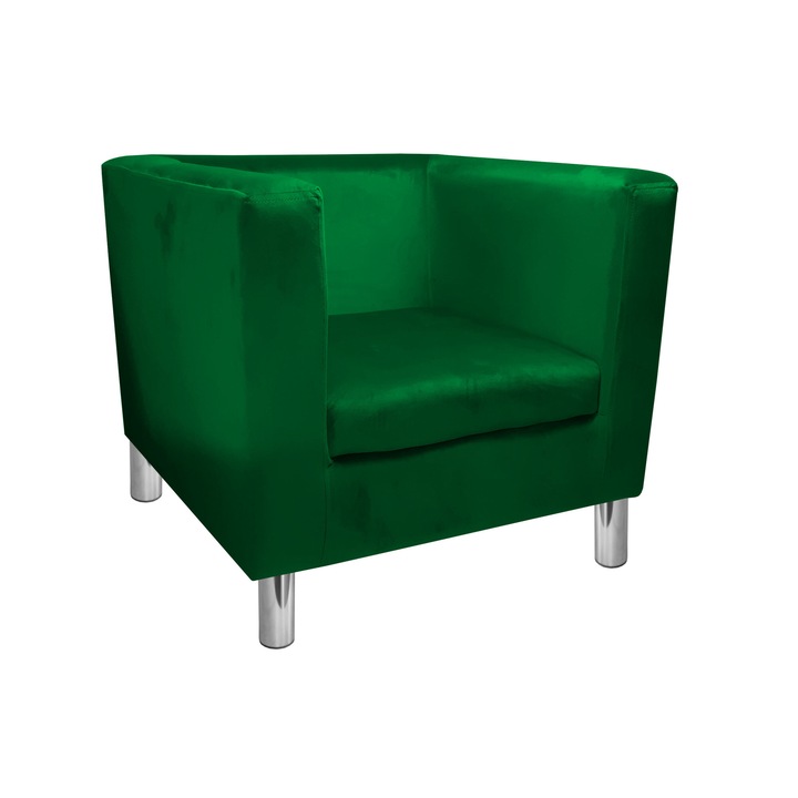 Monaco Atos fotel króm lábakkal MG25, bársony, zöld