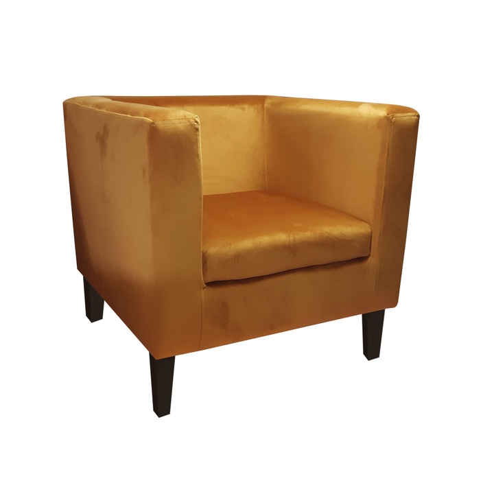 Monaco Atos fotel wenge lábakkal MG15, bársony, sárga