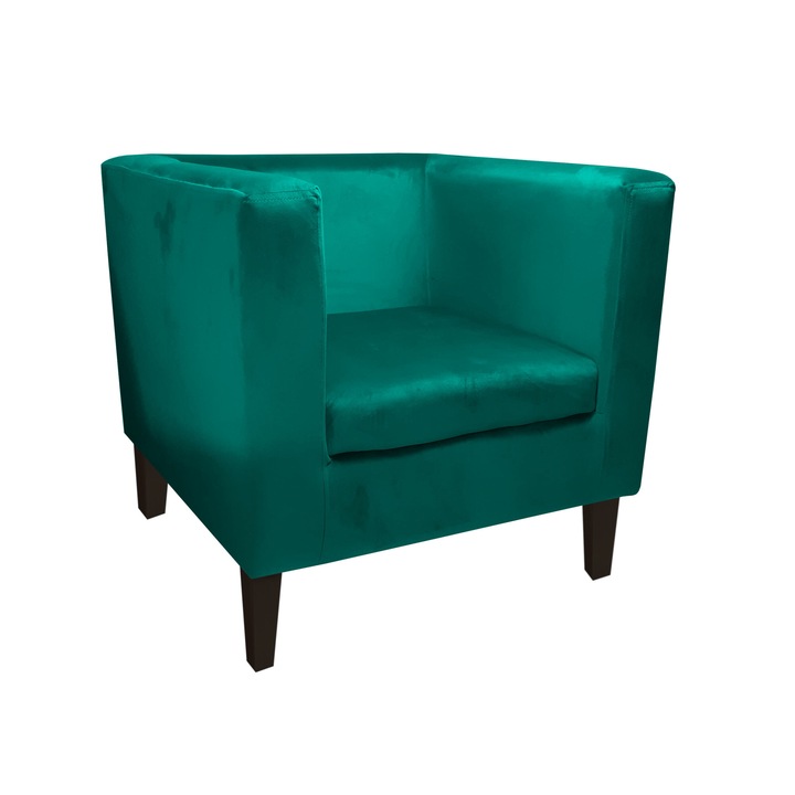 Monaco Atos fotel wenge lábakkal MG20, bársony, türkiz