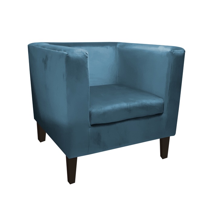 Monaco Atos fotel wenge lábakkal MG33, bársony, kék