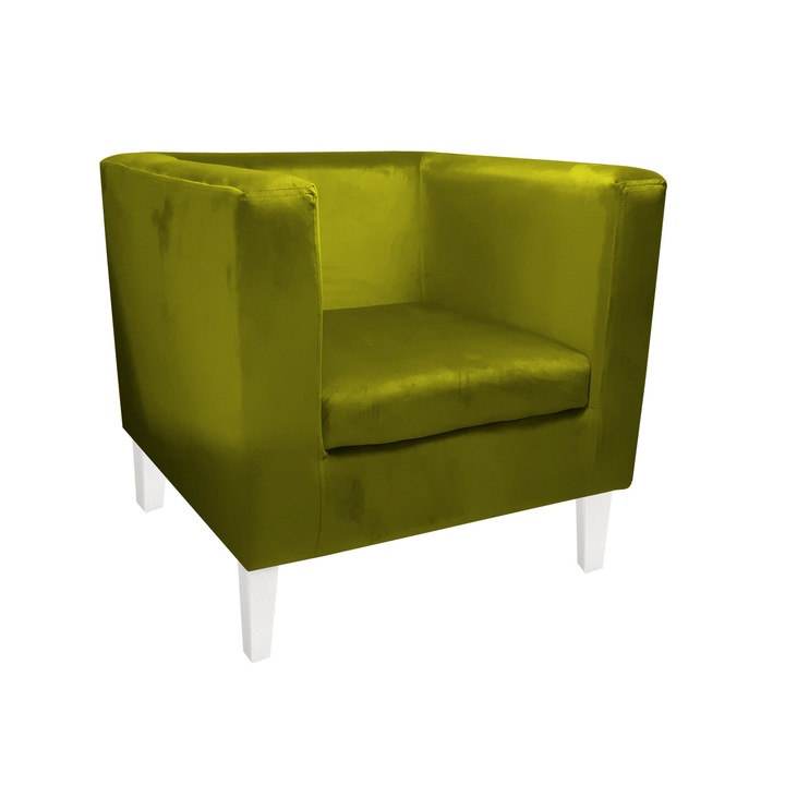 Monaco Atos fotel fehér bükkfa lábakkal BL75, bársony, zöld