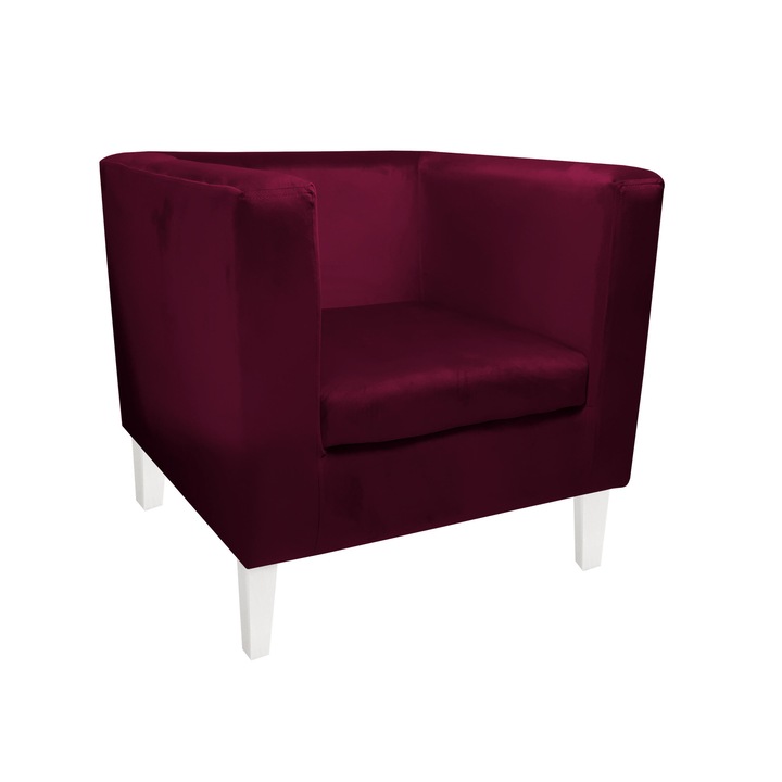 Monaco Atos fotel fehér bükk lábakkal MG02, bársony, bordó