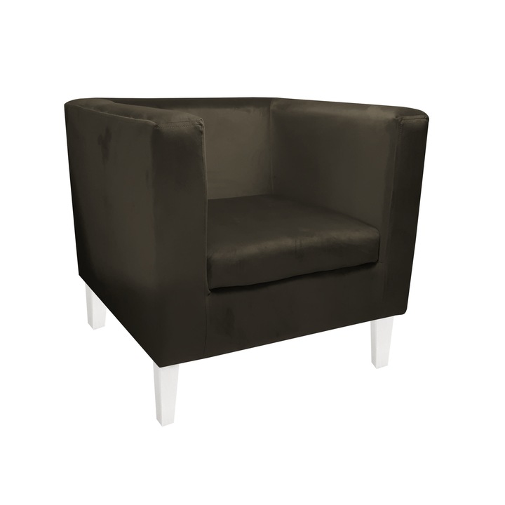Monaco Atos fotel fehér bükkfa lábakkal MG05, bársony, barna
