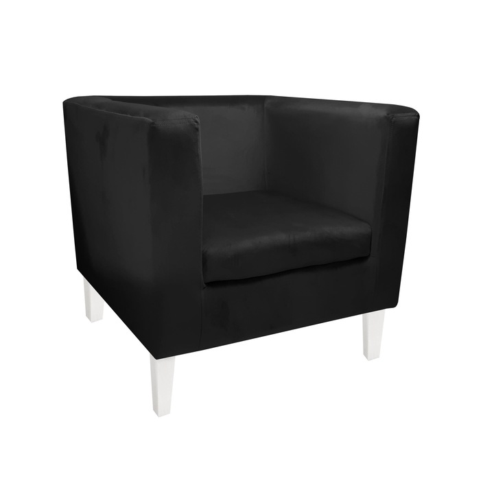 Monaco Atos fotel fehér bükkfa lábakkal MG19, bársony, fekete