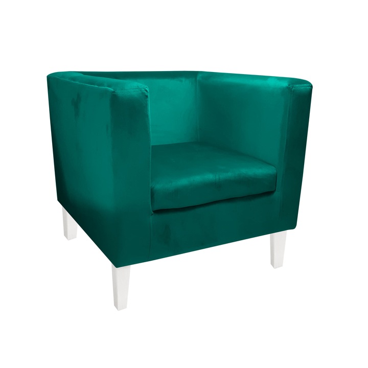 Monaco Atos fotel fehér bükkfa lábakkal MG20, bársony, zöld