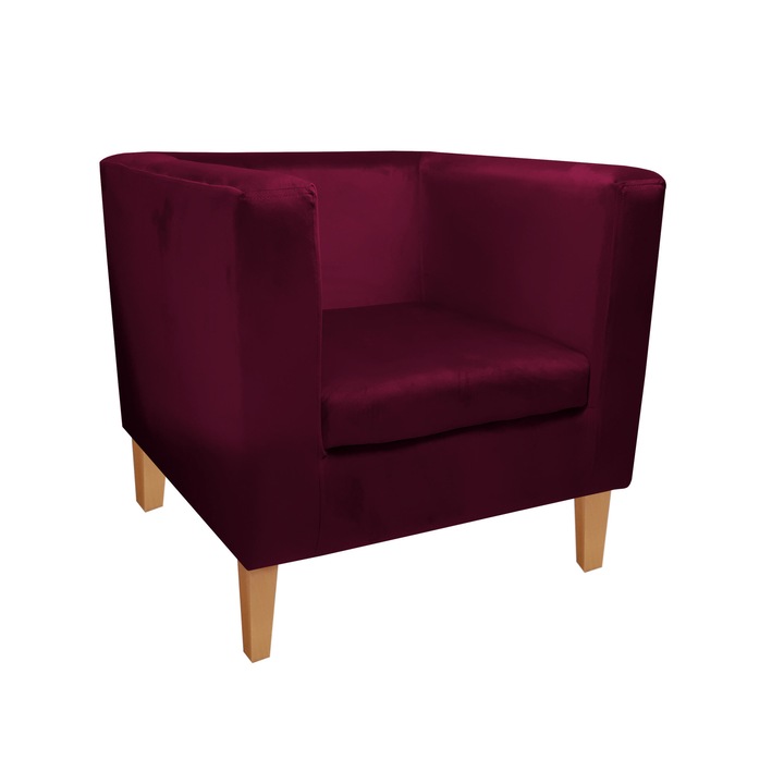 Monaco Atos fotel bükkfa lábakkal MG02, bársony, bordó