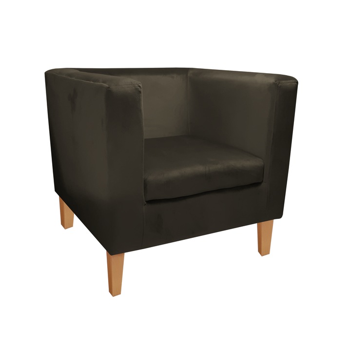 Monaco Atos fotel bükkfa lábakkal MG05, bársony, barna